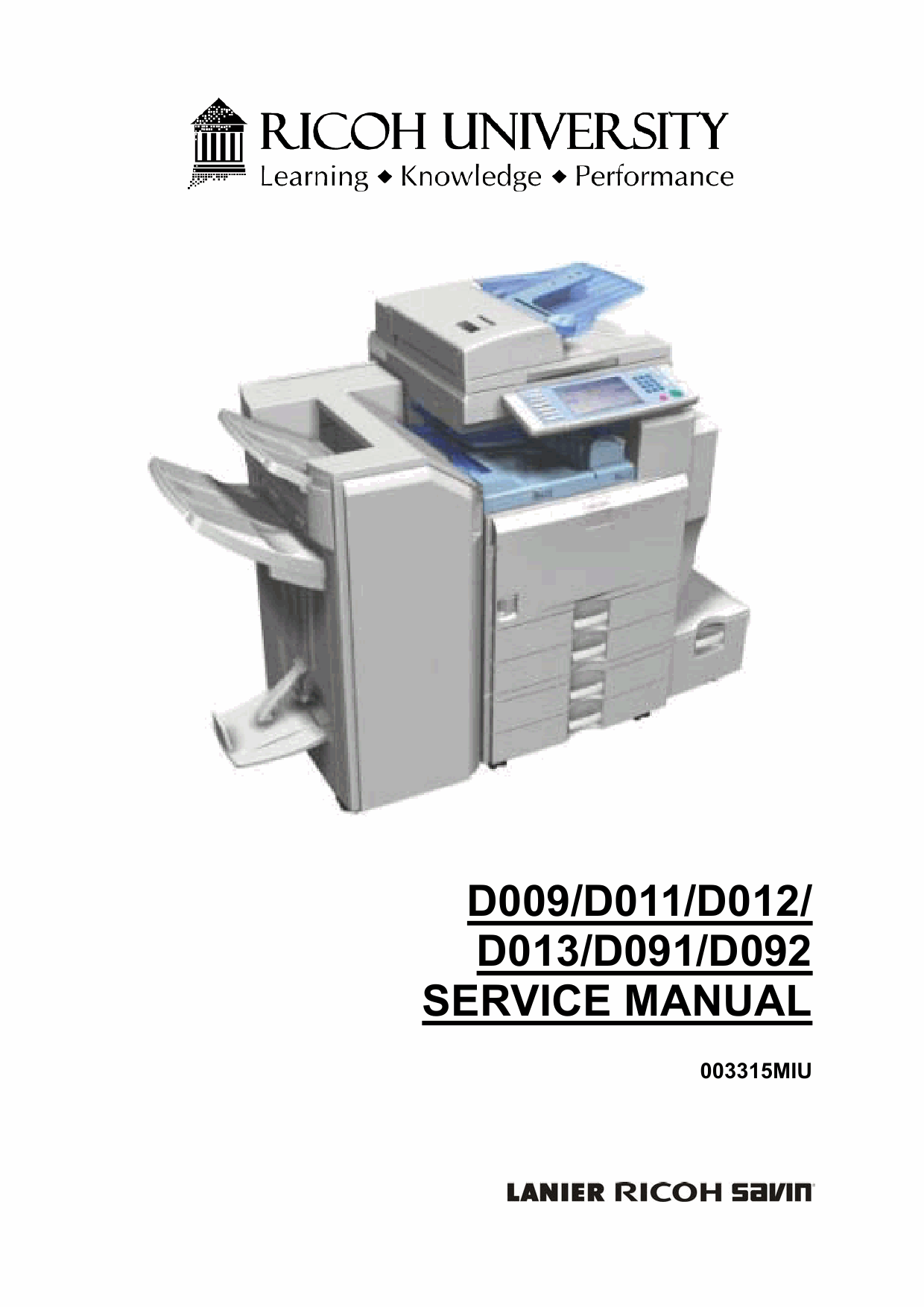 RICOH Aficio MP-4000 4001SP 40001G 5000 5001SP 5001G D009 D011 D012 D013 D091 D092 Service Manual-1